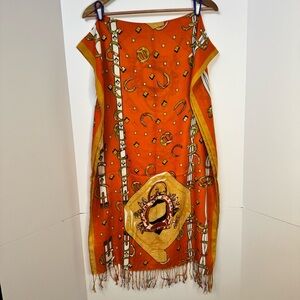 Equestrian Horse Shoe Fringe Scarf Shawl